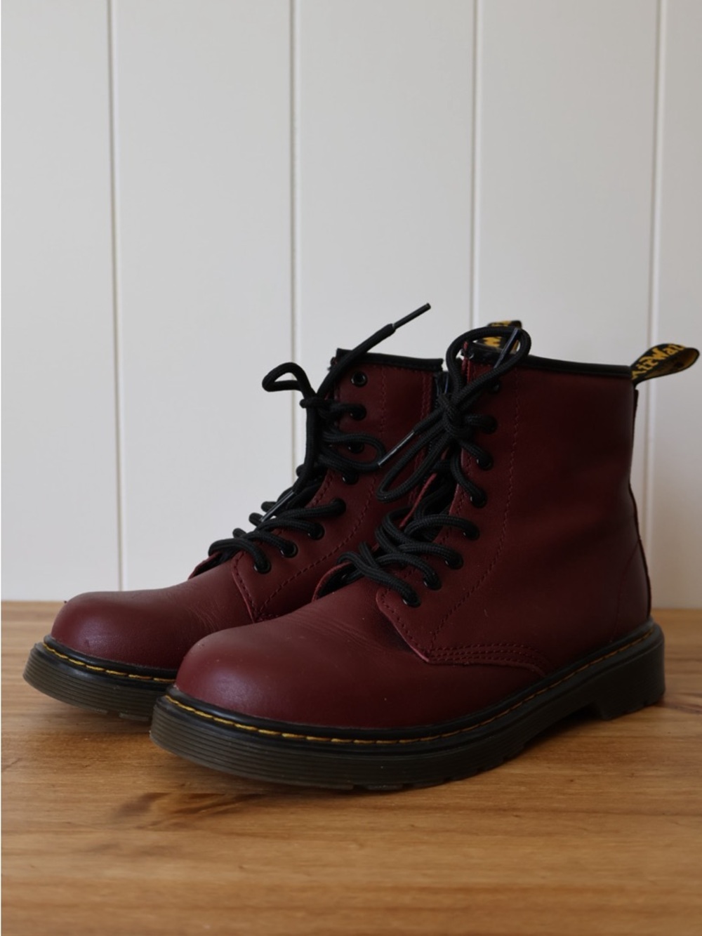 Dr. Martens Women’s Burgundy Leather 8-Eye Lace-Up Boots